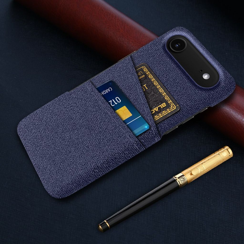 iPhone 17 Air Skal i Textil med 2 Kortfack - Blå