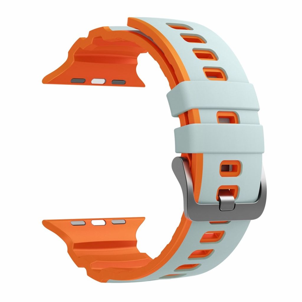 Apple Watch 49/46/44/42mm Tvåfärgat Klockarmband Silikon - Grå/Orange