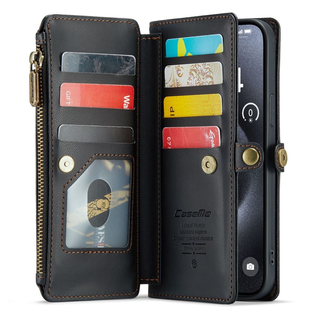 CASEME iPhone 15 Pro Max Kotelo 10 Korttipaikka - Musta