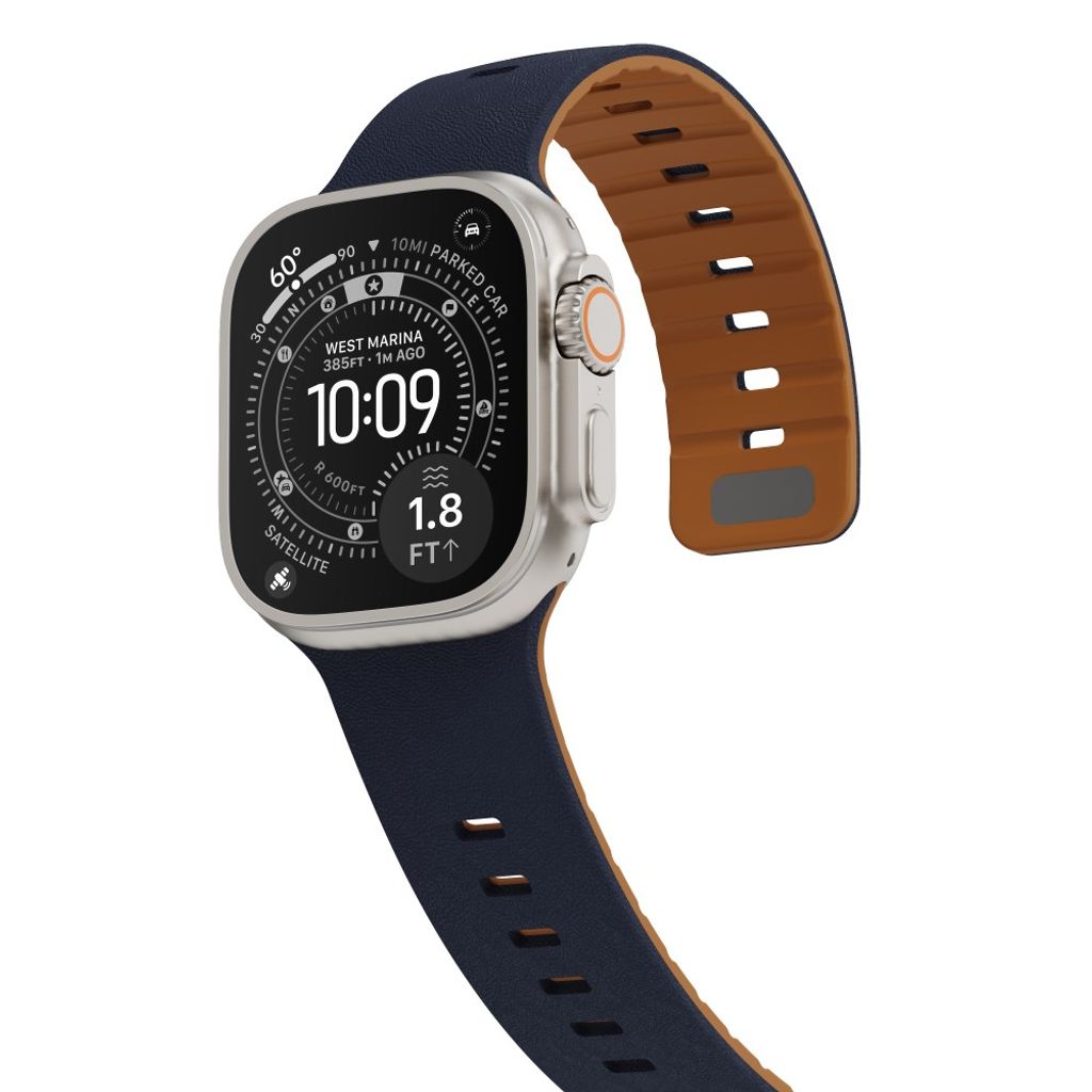 Apple Watch 42/41/40/38mm Klockarmband i texturerat silikon - Blå/Brun
