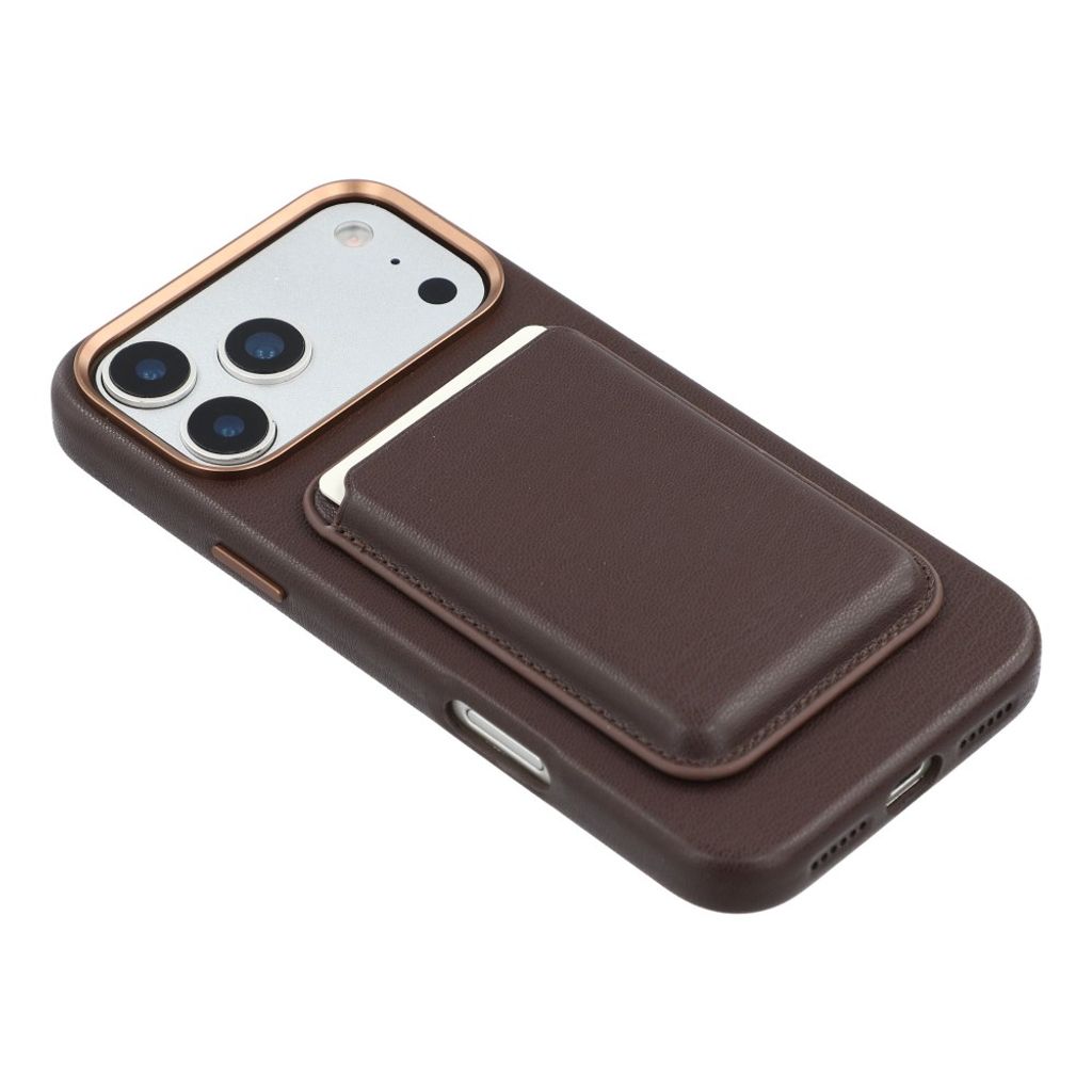 iPhone 18 Pro Max/17 Pro Max Skal med kortfack PU-läder - Mörkbrun