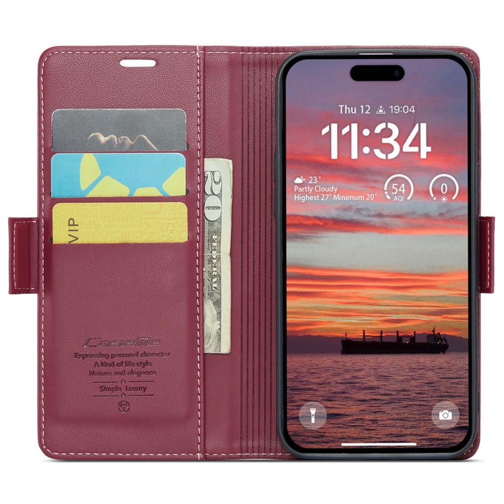 CASEME iPhone 16 Plus Cover with Card Slots - Red