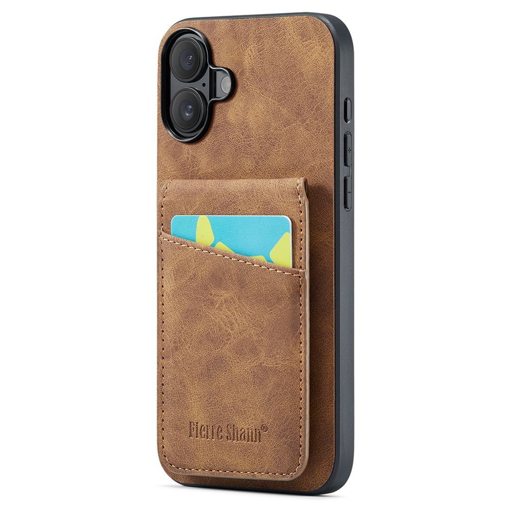 FIERRE SHANN iPhone 16 Case with Stand - Brown