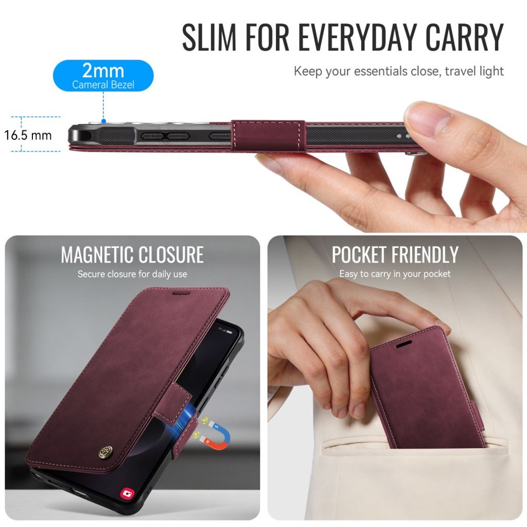 CASEME 053  Samsung Galaxy S25 Ultra  Flip Cover MagSafe RFID-blokerende - Rød