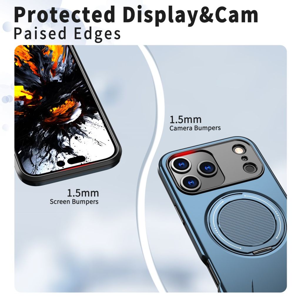 iPhone 18 Pro Max/17 Pro Max Magsafe-deksel med ringholder – blå