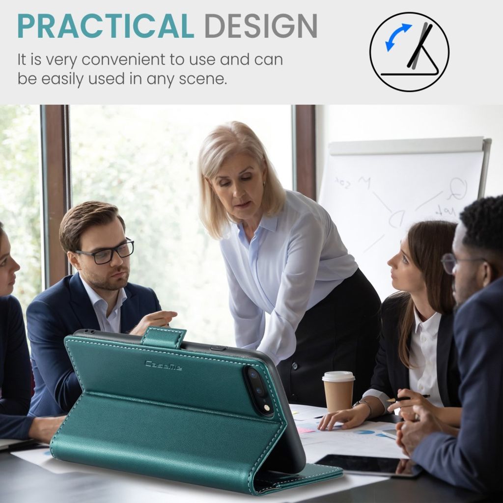 CASEME iPhone 6 Plus/6s Plus/7 Plus/8 Plus Kotelo Korttipaikka - Vihreä