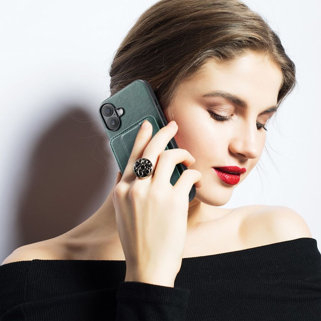 FIERRE SHANN iPhone 16 Case with Card slots - Green