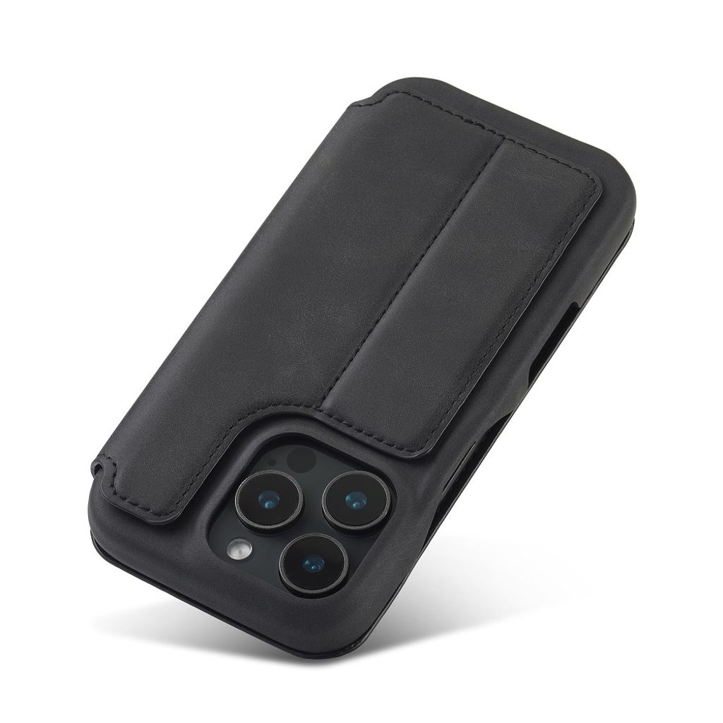 LC.IMEEKE Lommeboketui Kortholder Stativ for iPhone 16 Pro Max – Svart