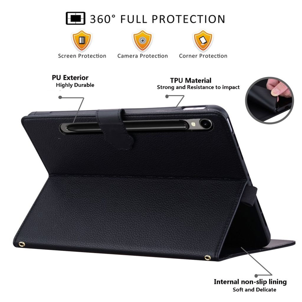 Samsung Galaxy Tab S11 Ultra/S10 Lite/S10 FE/S9 ym. Lompakkokotelo - Musta