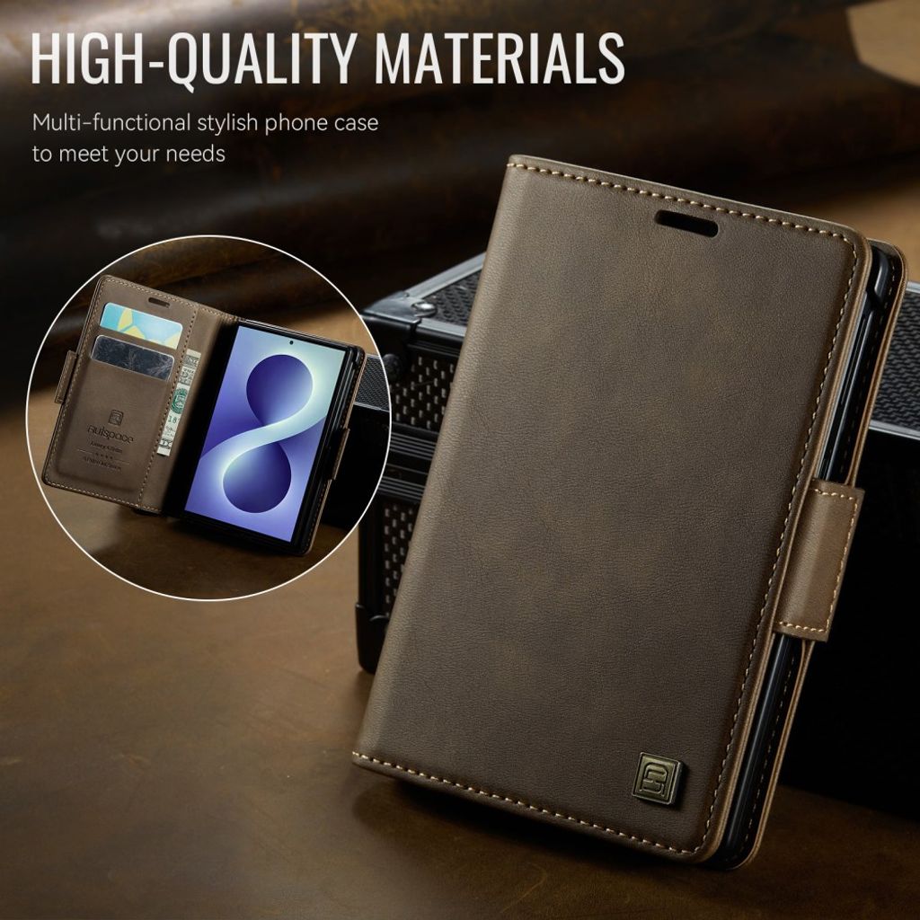 AUTSPACE Samsung Galaxy Z Fold8 Lompakkokotelo PU-nahka RFID-suojattu - Tummanruskea