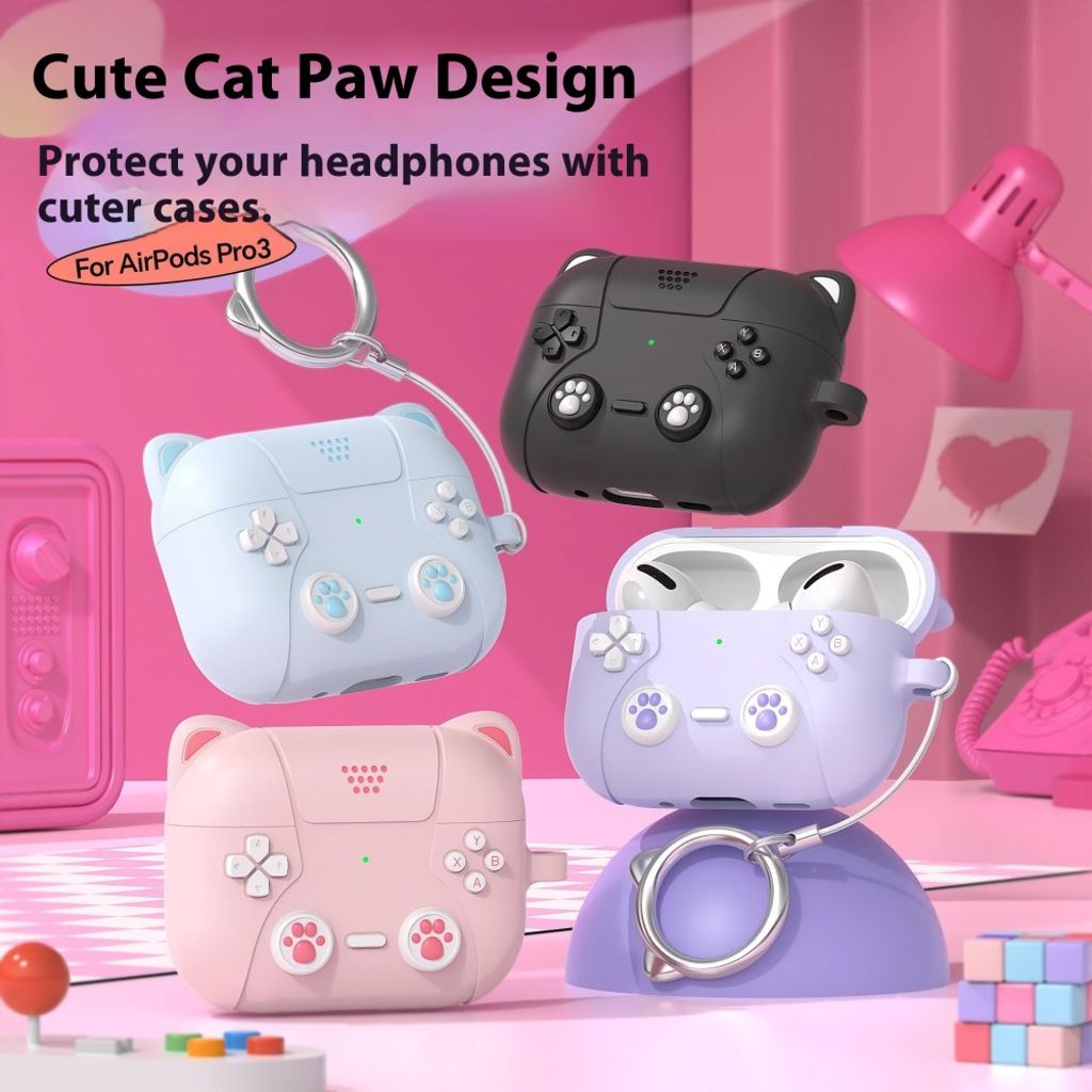 Apple AirPods Pro 3 Cover Spilkonsol Kat - Grå