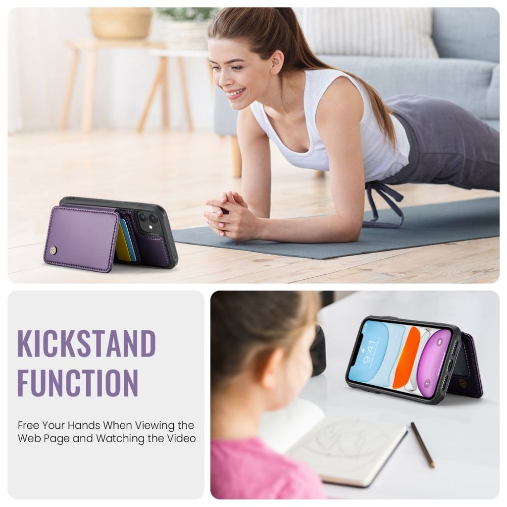 Jeehood iPhone 11 Skal med Avtagbar Magnetisk Kortväska – Lila