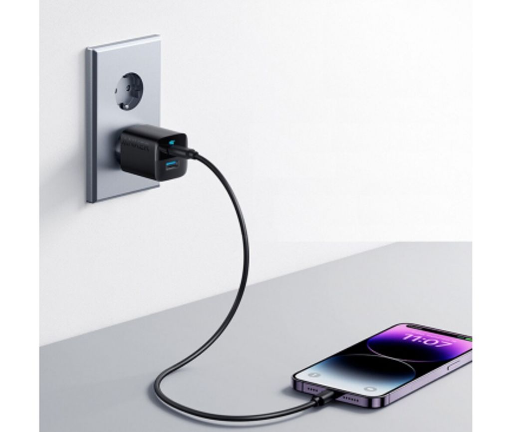 Anker 323 -seinälaturi 33W, 3A, 1x USB-A/1x USB-C – musta