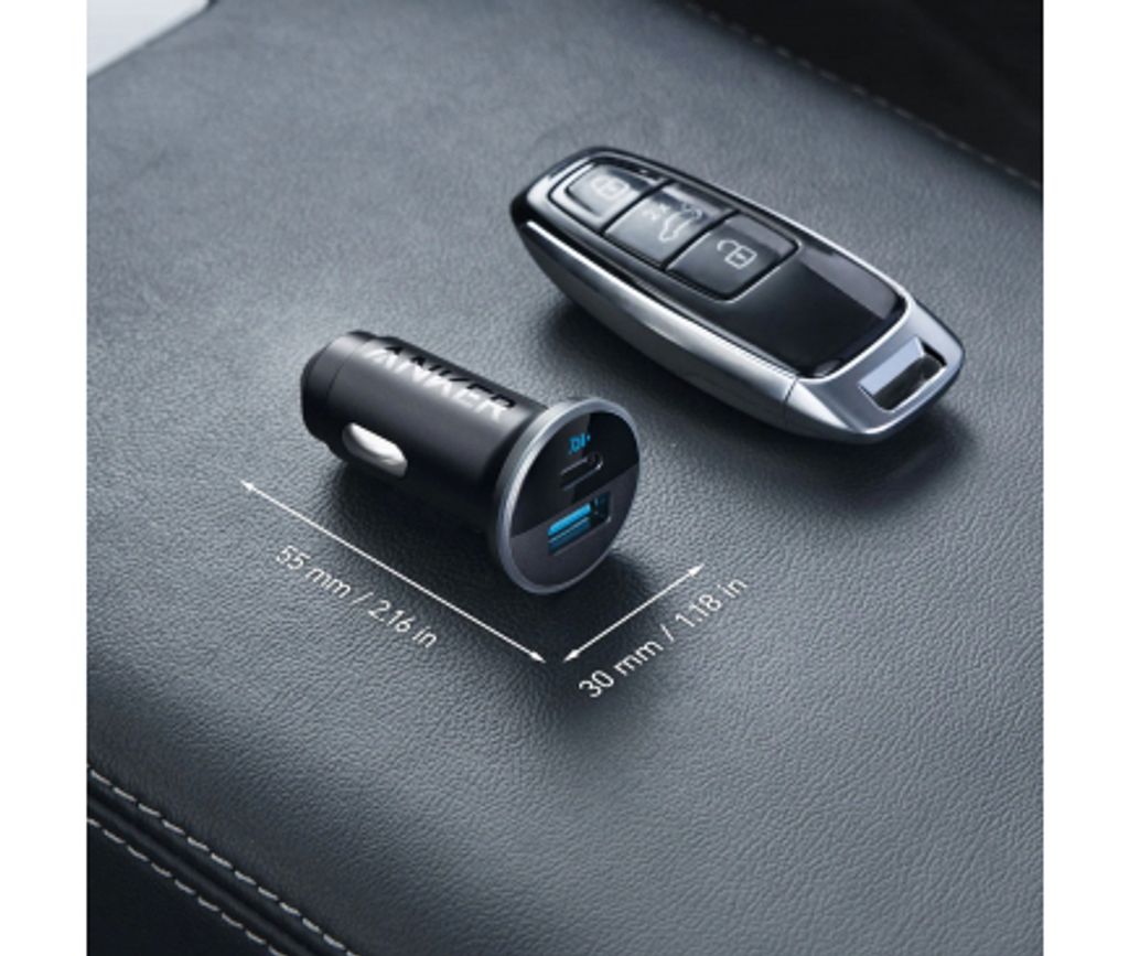 Anker 323 billaddare 52.5W, 1x USB-A / 1x USB-C – svart