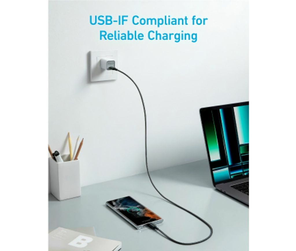 Anker 322 USB-C til USB-C opladningskabel 60W 0,9m - Sort