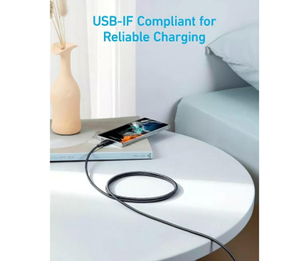 Anker 322 USB-C till USB-C laddkabel 60W, 1.8 m – Svart