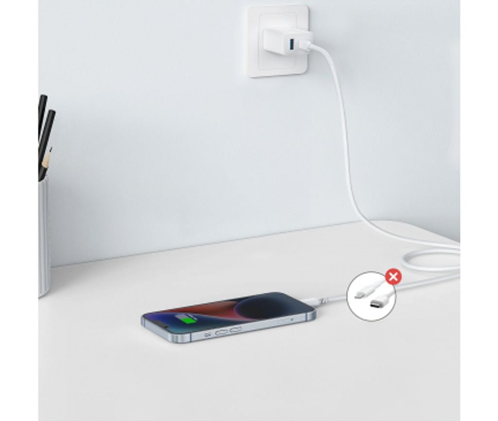 Anker 312 vægoplader 20W, 3A, 1x USB-A / 1x USB-C – hvid