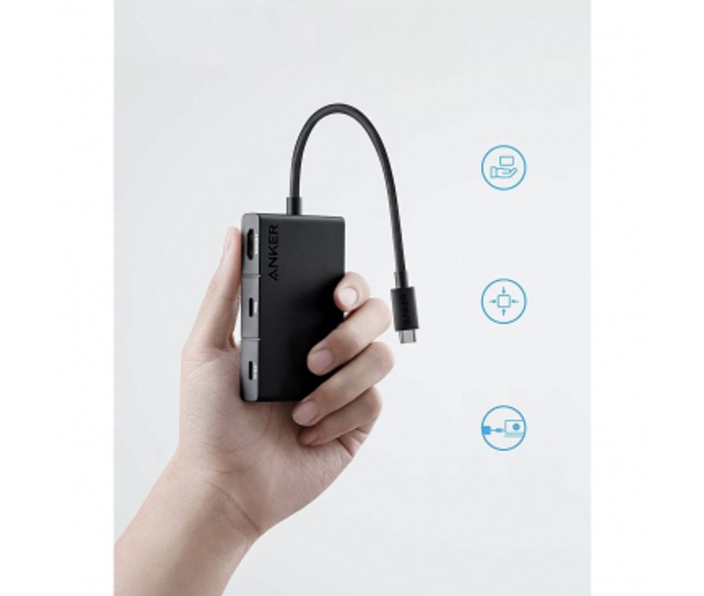 Anker 332 USB-C-keskitin 5-in-1 2x USB-A / 2x USB-C / 1x HDMI - musta