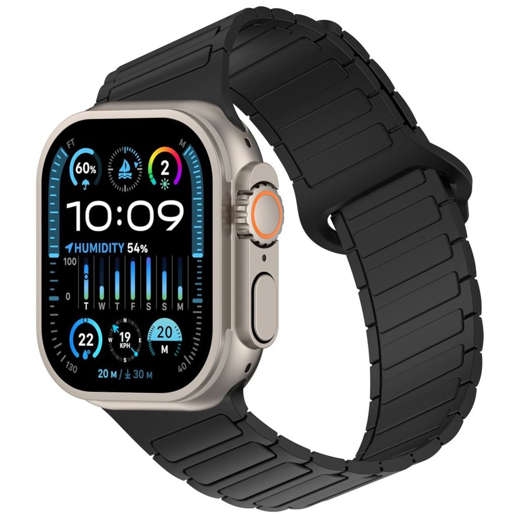 Apple Watch 42/41/40/38mm Klockarmband i Silikon Magnetisk Loop - Svart