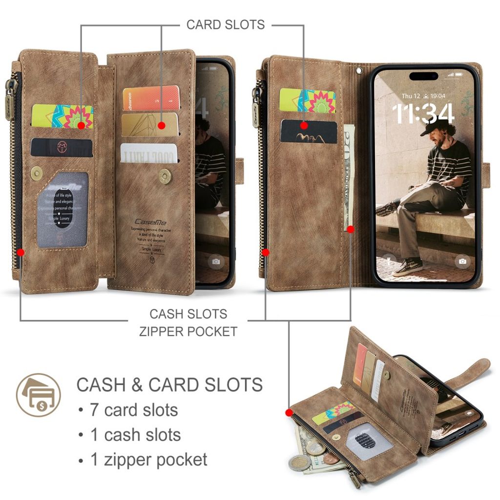 CASEME iPhone 17 Etui med Stativ - Brun
