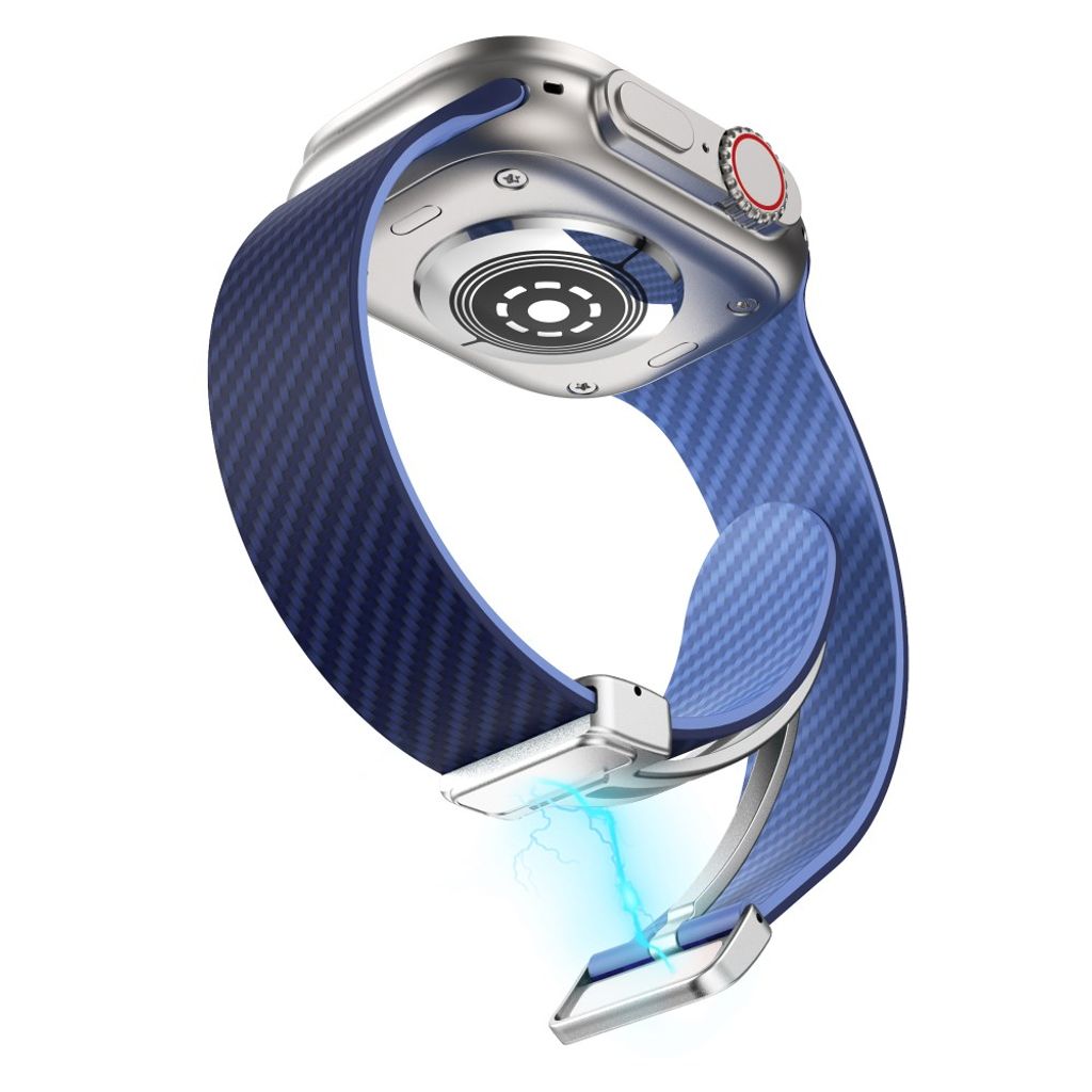 Apple Watch 42 / 41/ 40 / 38mm Klockarmband kolfibertextur - Blå