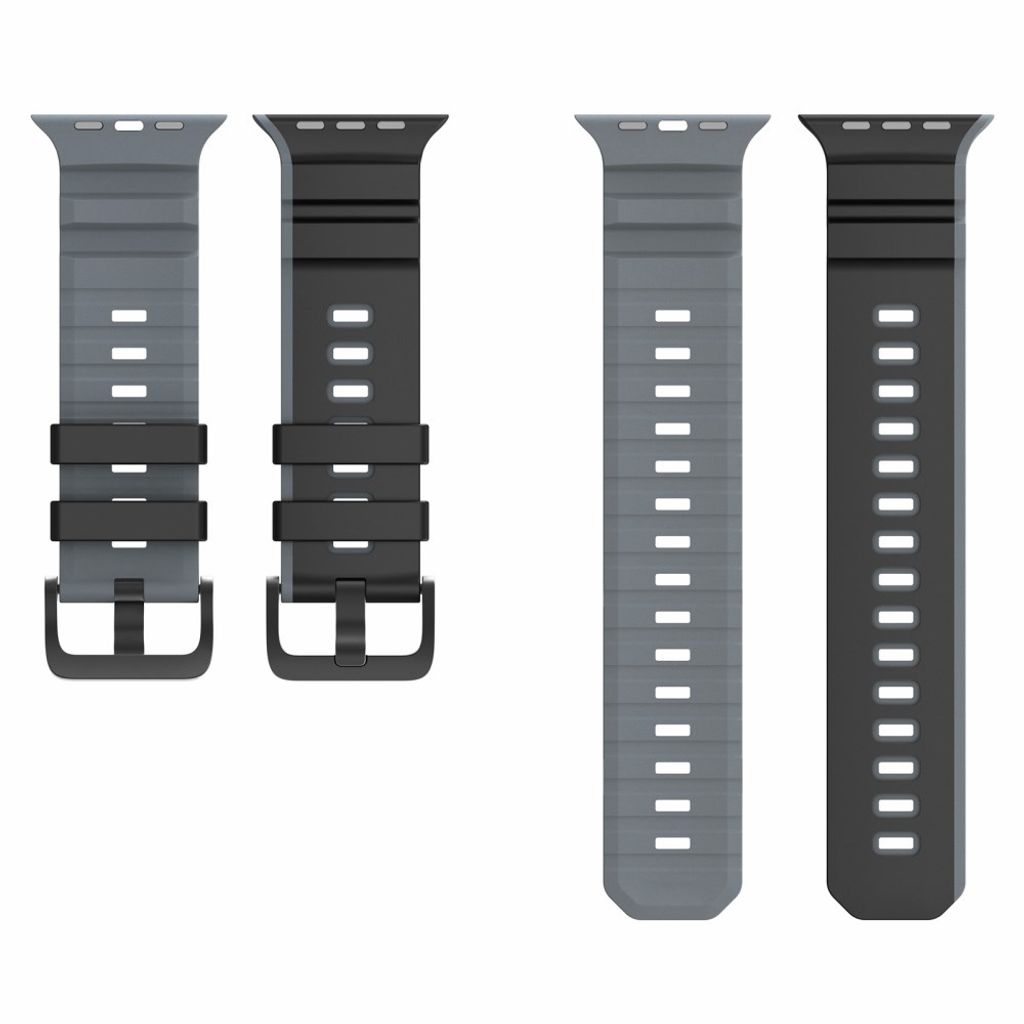 Apple Watch 49/46/44/42mm Tvåfärgat Klockarmband Silikon - Svart/Grå