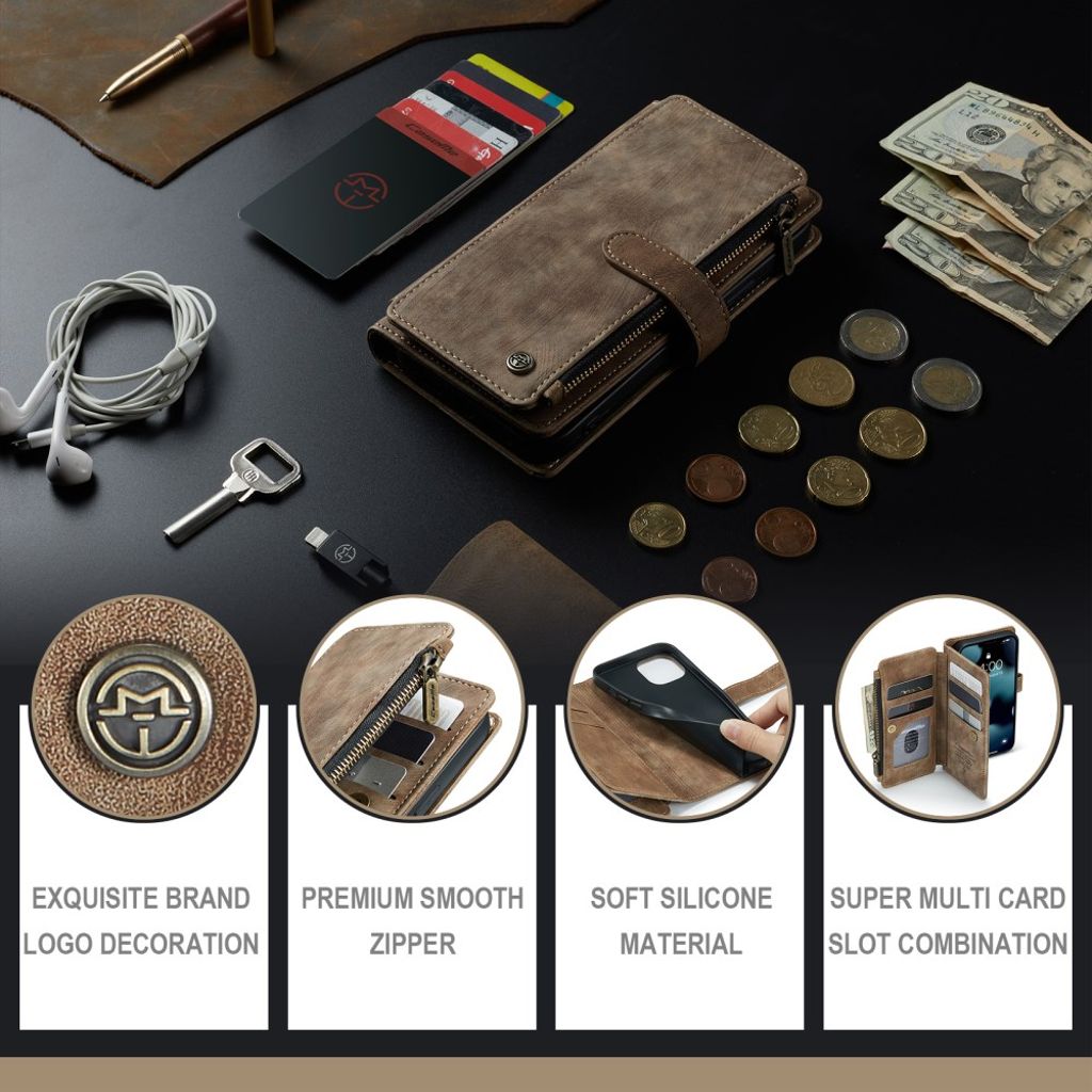 CASEME iPhone 13 Pro Lompakkokotelo Kortin Haltijalla - Ruskea