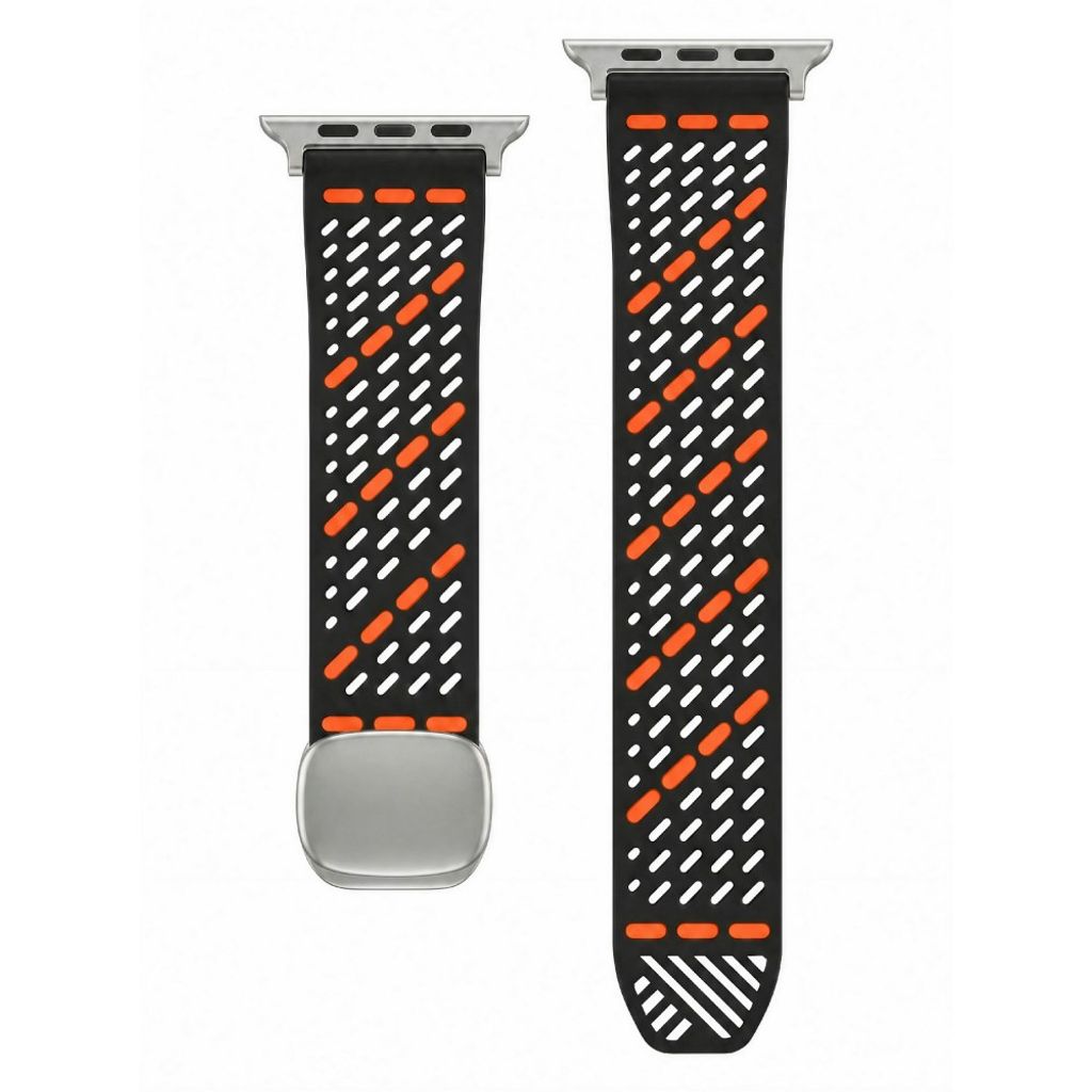 Apple Watch 42 / 41/ 40 / 38mm Klockarmband i Silikon - Svart/Orange
