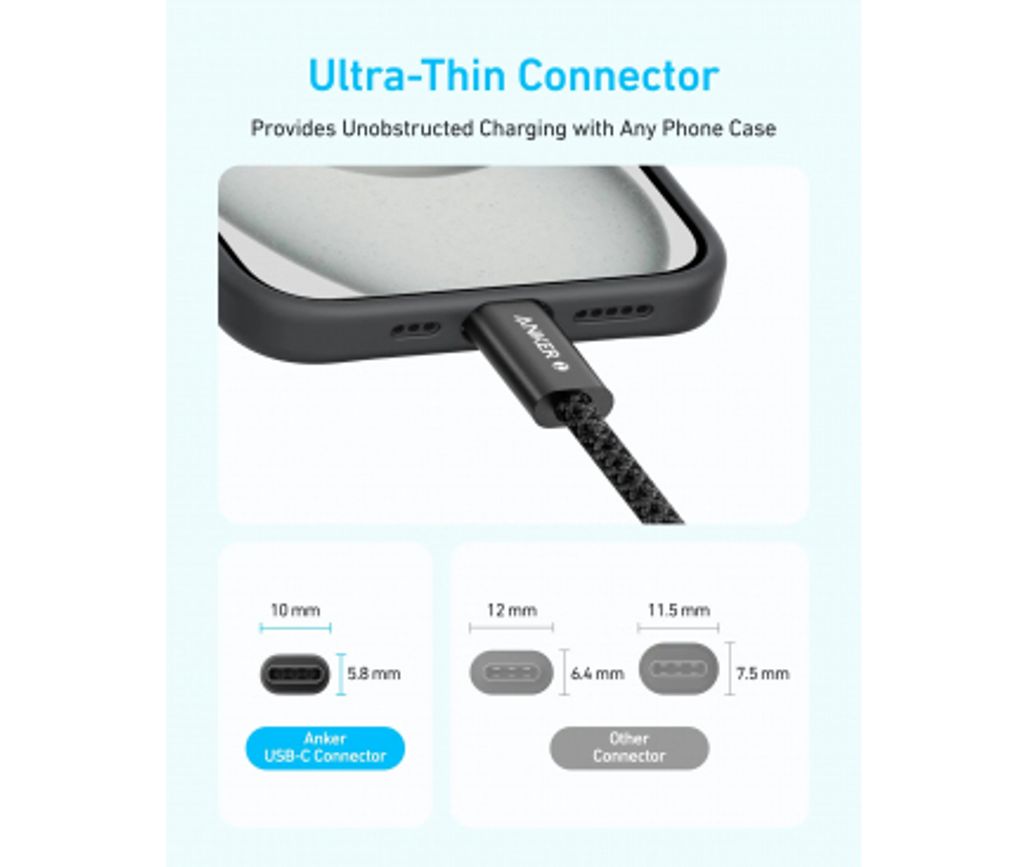 Anker Zolo USB-C till USB-C laddkabel 240W, 1m – svart