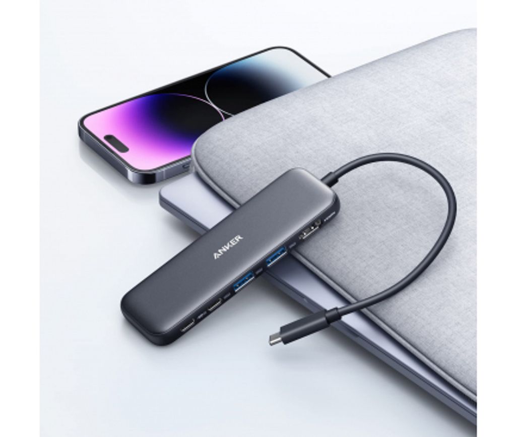 Anker 332 USB-C-keskitin 2x USB-A / 2x USB-C / 1x HDMI - Harmaa