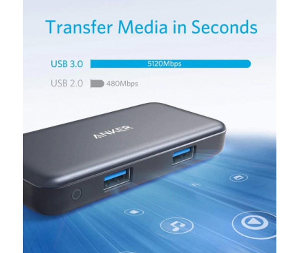 Anker USB-C-keskitin 5-in-1 2x USB/A 3.0 / 1x HDMI / 1x SD / 1x microSD - Musta