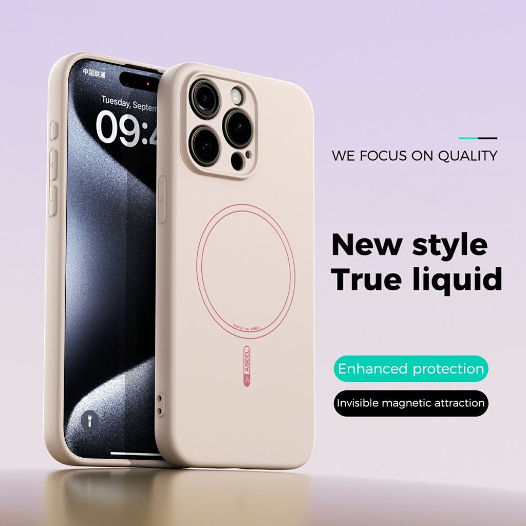 ABEEL iPhone 13 Pro Max Kuori MagSafe-yhteensopiva Silikoni - Beige