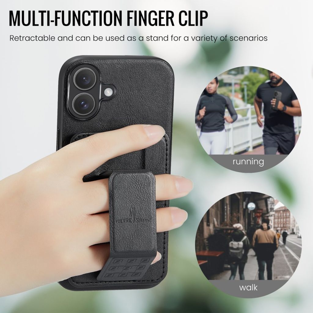 FIERRE SHANN iPhone 16 Case with Card slots - Black