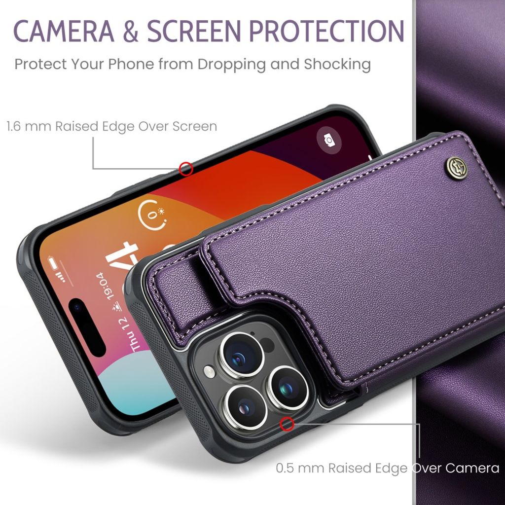 CASEME C22 Wallet Case for iPhone 16 Pro Max – Purple