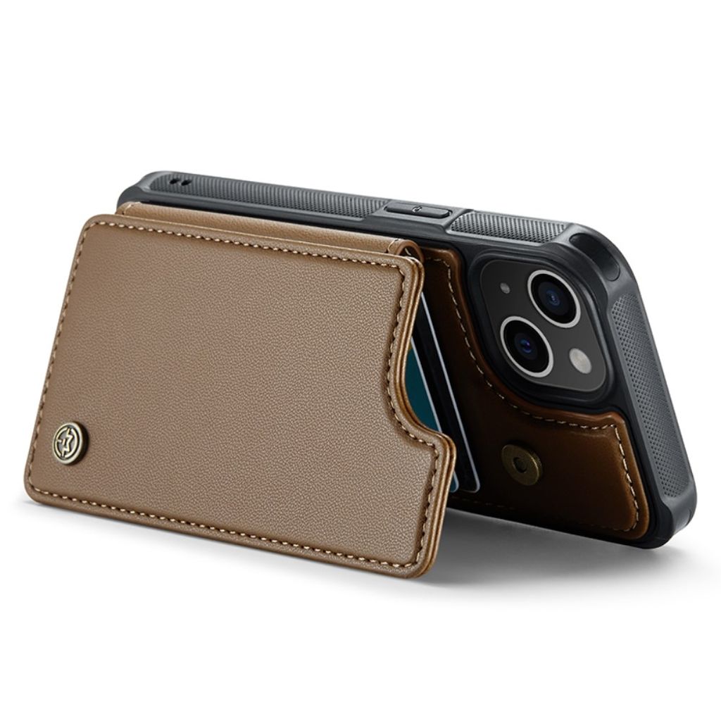CASEME C22 iPhone 15 Wallet Case RFID Blocking Card Holder - Brown