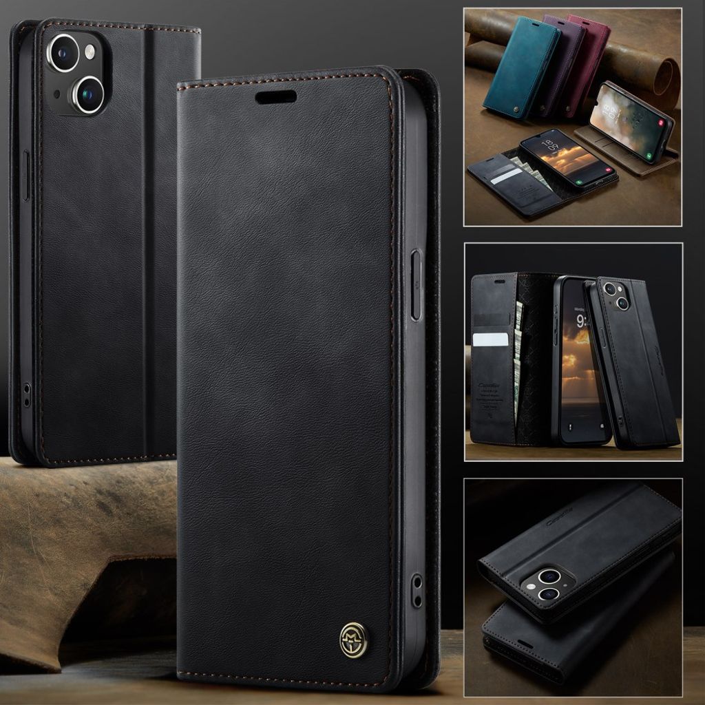 CASEME iPhone 14 Pungetui RFID-blokerende Stativ - Sort