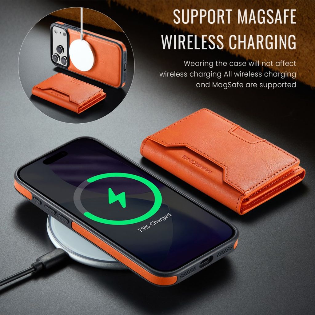 MAGKING iPhone 18 Pro Max/17 Pro Max MagSafe Kuori irrotettavalla lompakolla - Oranssi