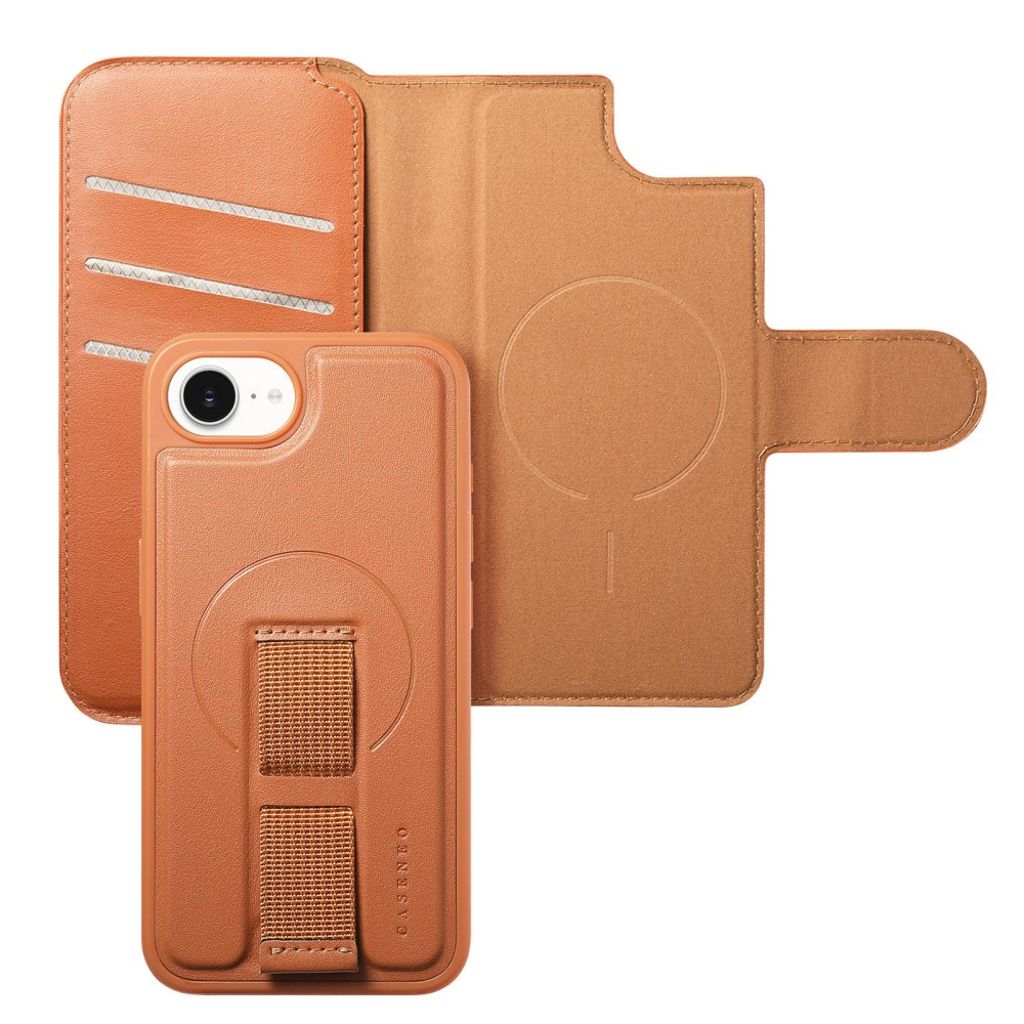CASENEO iPhone 16e Magnetic Wallet Cover RFID Blocking – Brown