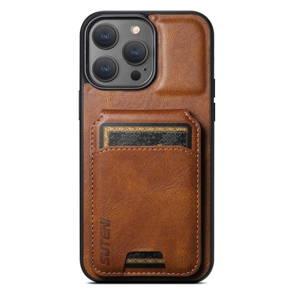 SUTENI iPhone 14 Pro Max Wallet Case - Brown