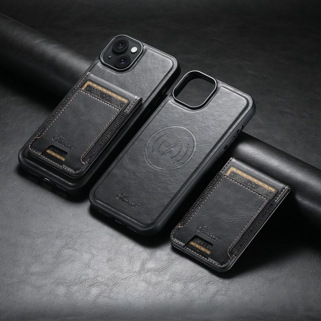 SUTENI iPhone 13 MagSafe-lompakkokuori korttipaikoilla - Musta