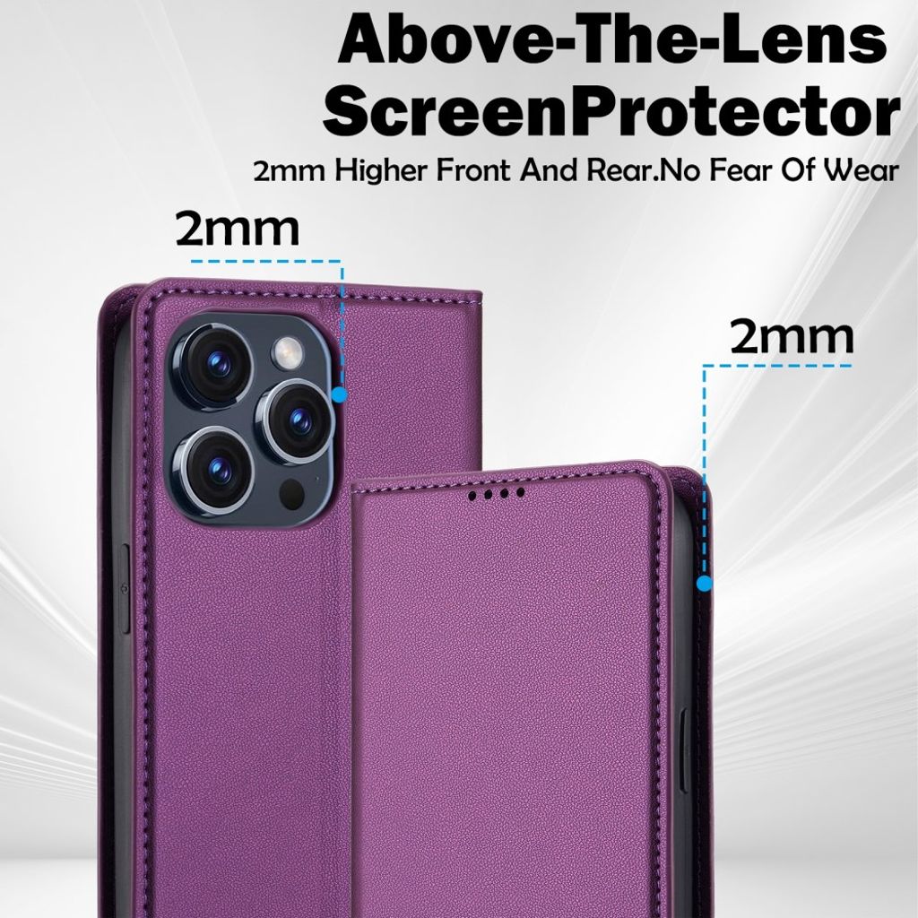 LC.IMEEKE iPhone 14 Pro Max Wallet Cover Stand - Purple