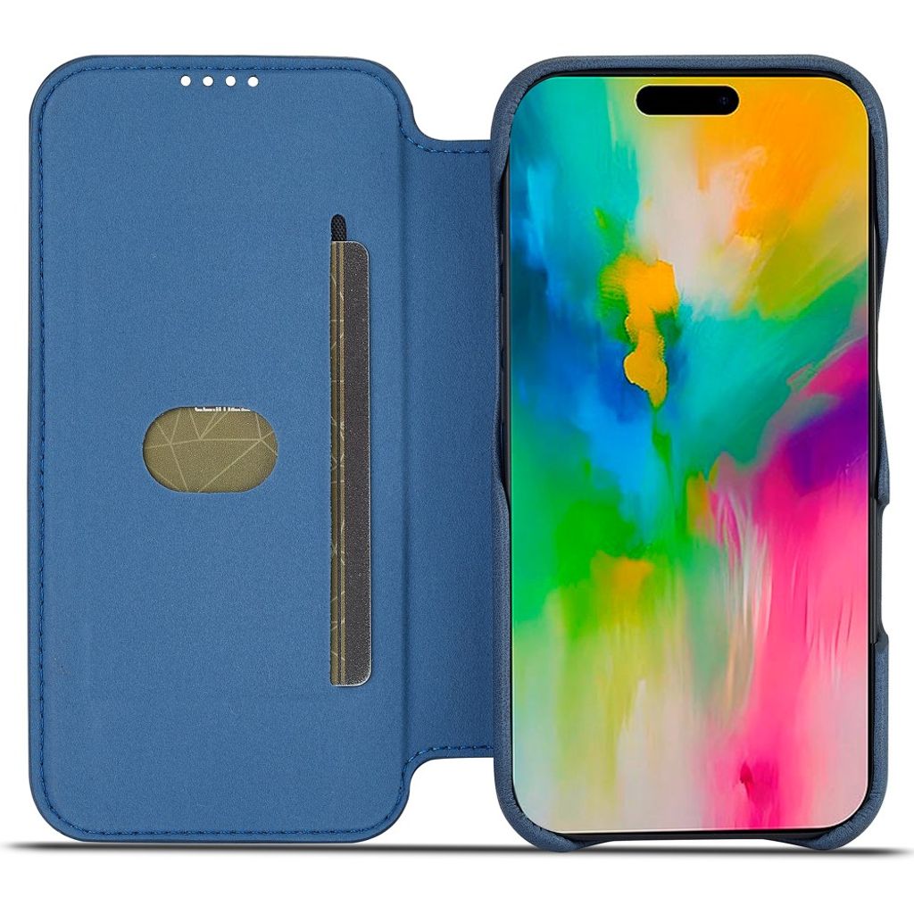 LC.IMEEKE iPhone 16 Plus Wallet Cover Card Holder Stand – Blue