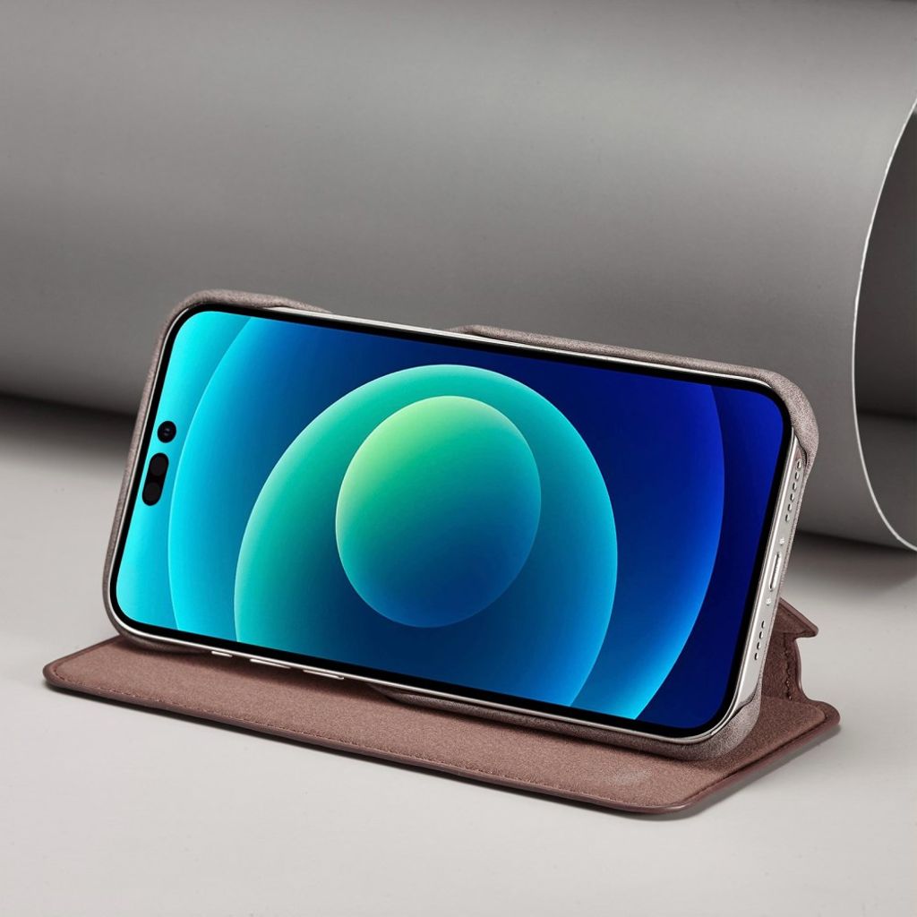 LC.IMEEKE iPhone 14 Pro Max Wallet Cover Card Holder Stand - Dark Brown