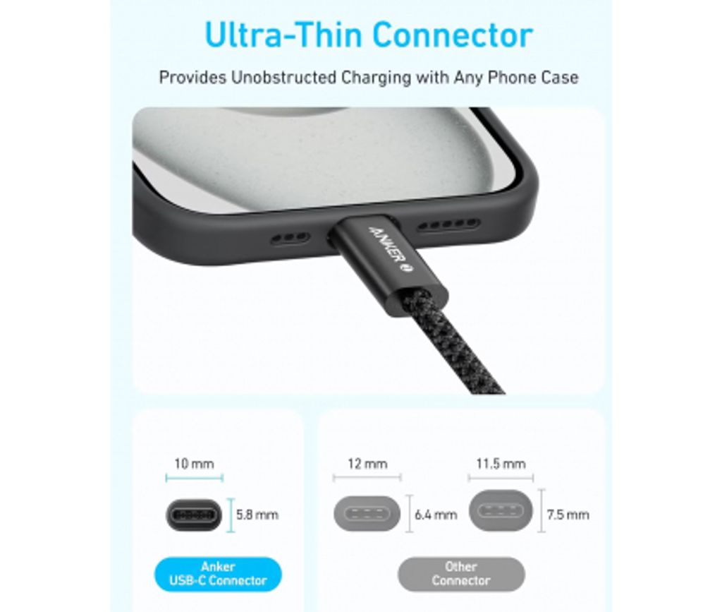 Anker Zolo USB-C till USB-C laddkabel 240W, 1m – Vit