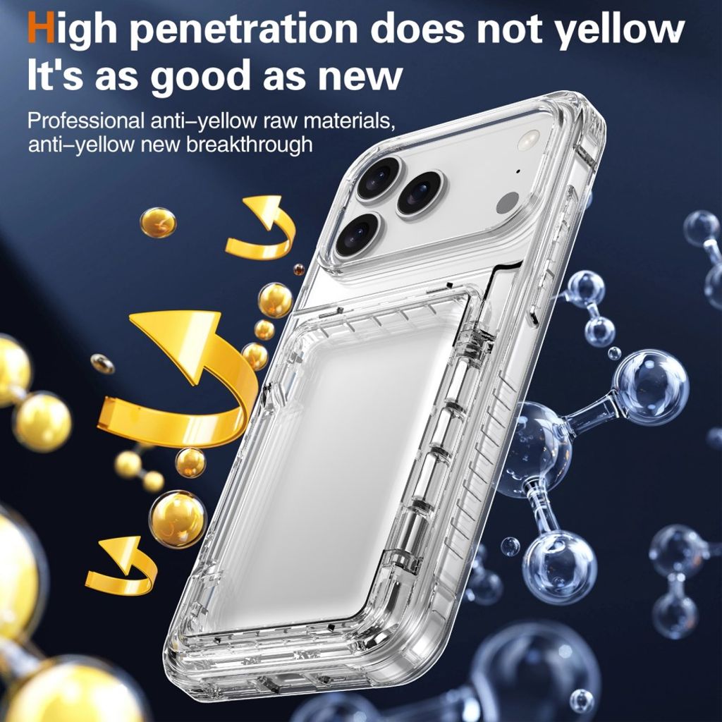 iPhone 17 Pro Kuori, Jalusta, Korttipaikka - läpinäkyvä