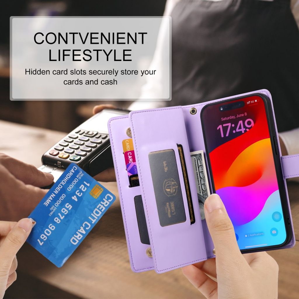 iPhone 17 Air Lompakkokotelo Kantohihna - violetti