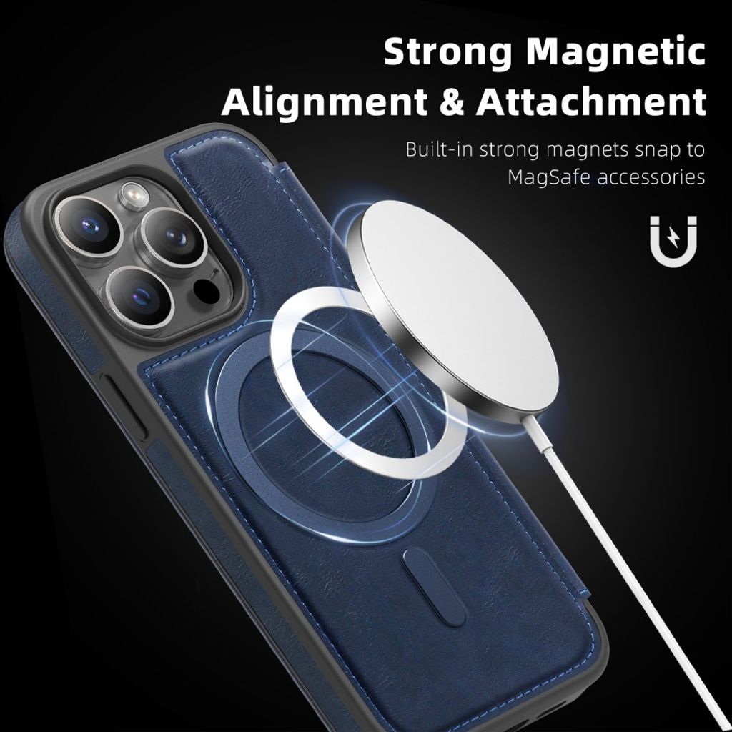 iPhone 14 Pro Plånboksfodral MagSafe-kompatibel Korthållare RFID - Mörkblå