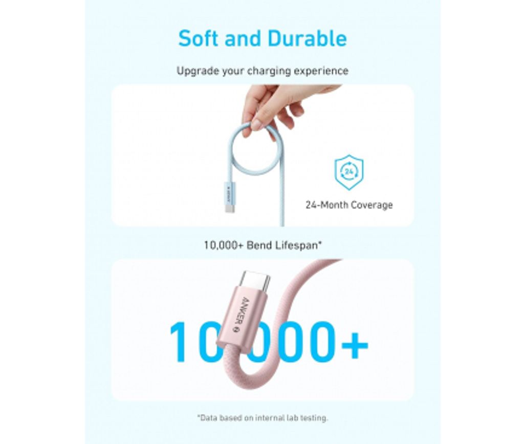 Anker Zolo USB-C til USB-C kabel 240W, 1,8 m - Sort