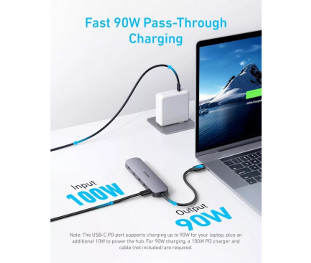 Anker USB-C-keskitin 3x USB-A/USB-C/HDMI - Harmaa