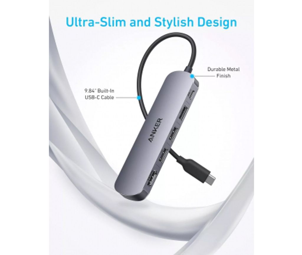 Anker USB-C-keskitin 3x USB-A/USB-C/HDMI - Harmaa